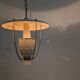 Perforated metal pendant lamp with brass details, Italy, 1940s