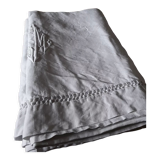 White linen sheet 2 people with monogram