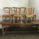 Beech farm table with 6 chairs
