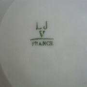 Set of 5 antique Limoges porcelain plates L.J.V with fruit decoration
