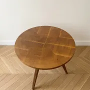 Tripod side table Art Deco in marquetry oak
