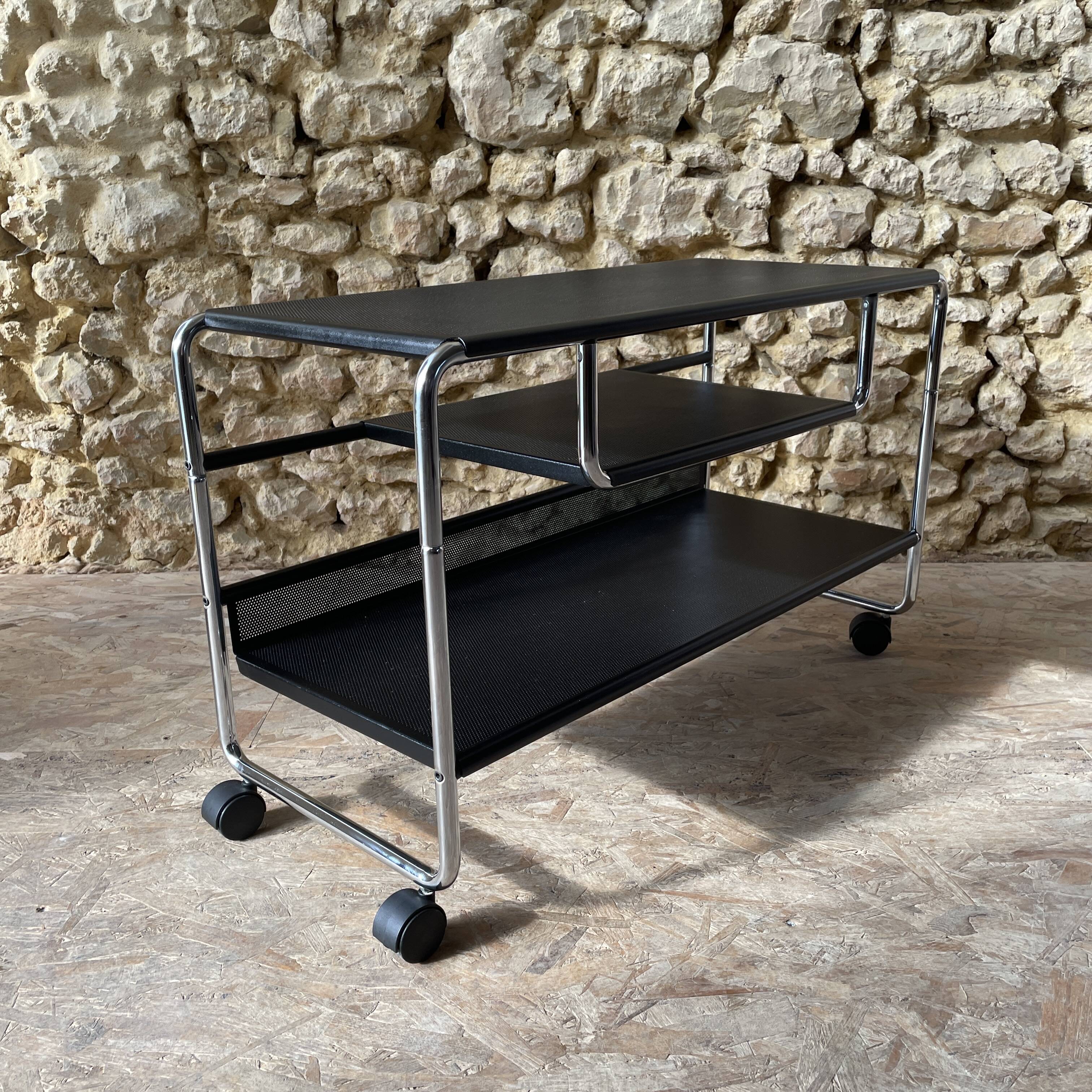 Occasional furniture / hi-fi furniture on chrome metal wheels – Habitat