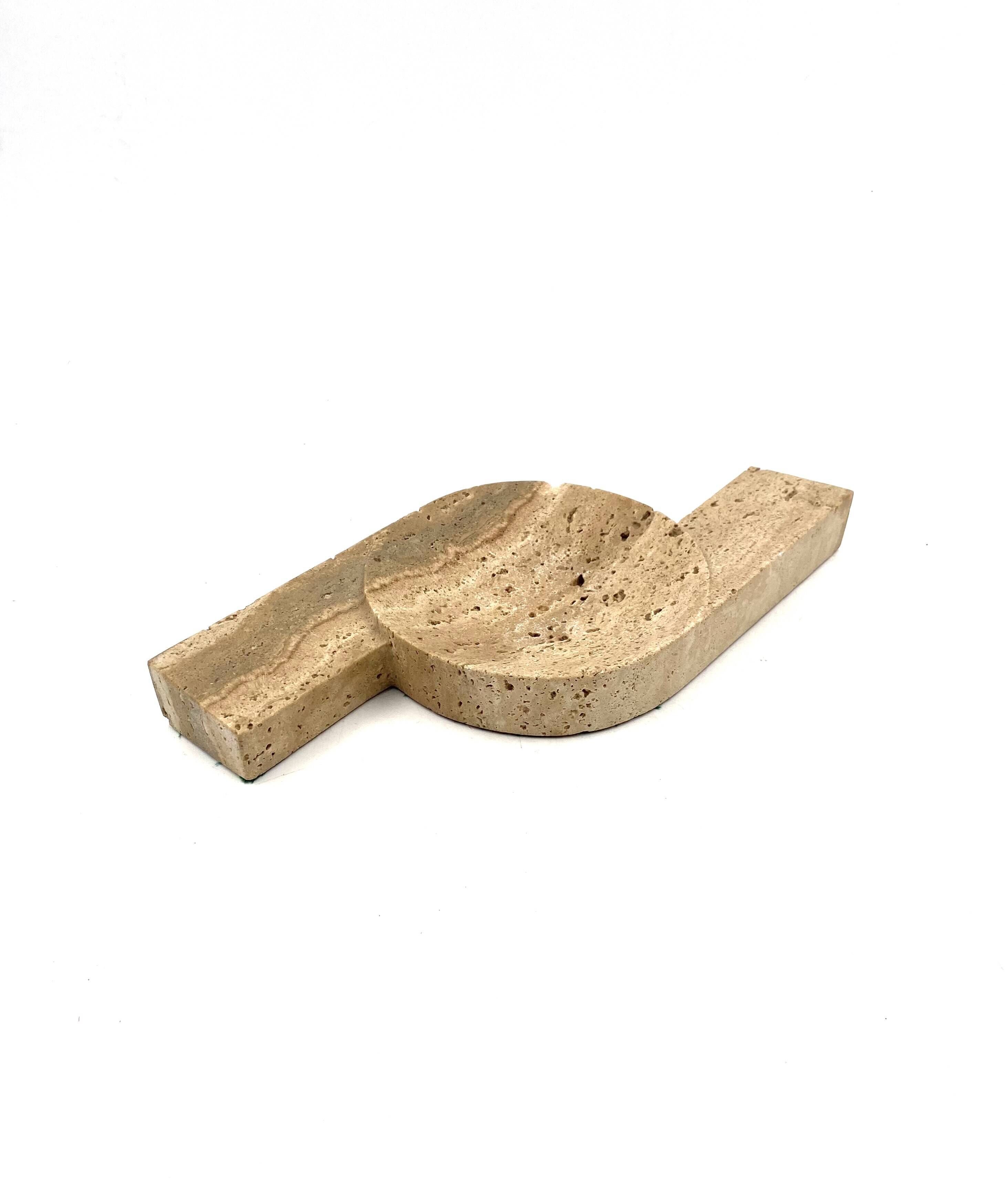 Brutalist travertine ashtray, Cerri Nestore, Italy, 1970s