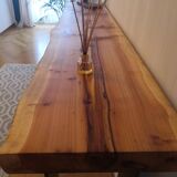 redwood console with steel foot