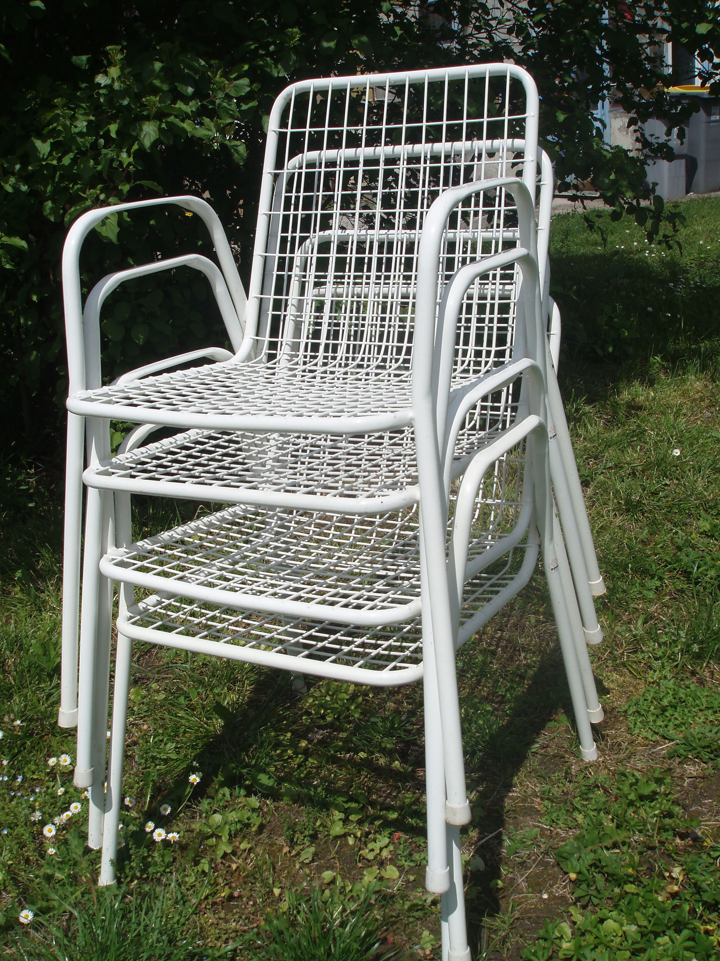 Series of 4 garden armchairs vintage signed EMU model Rio