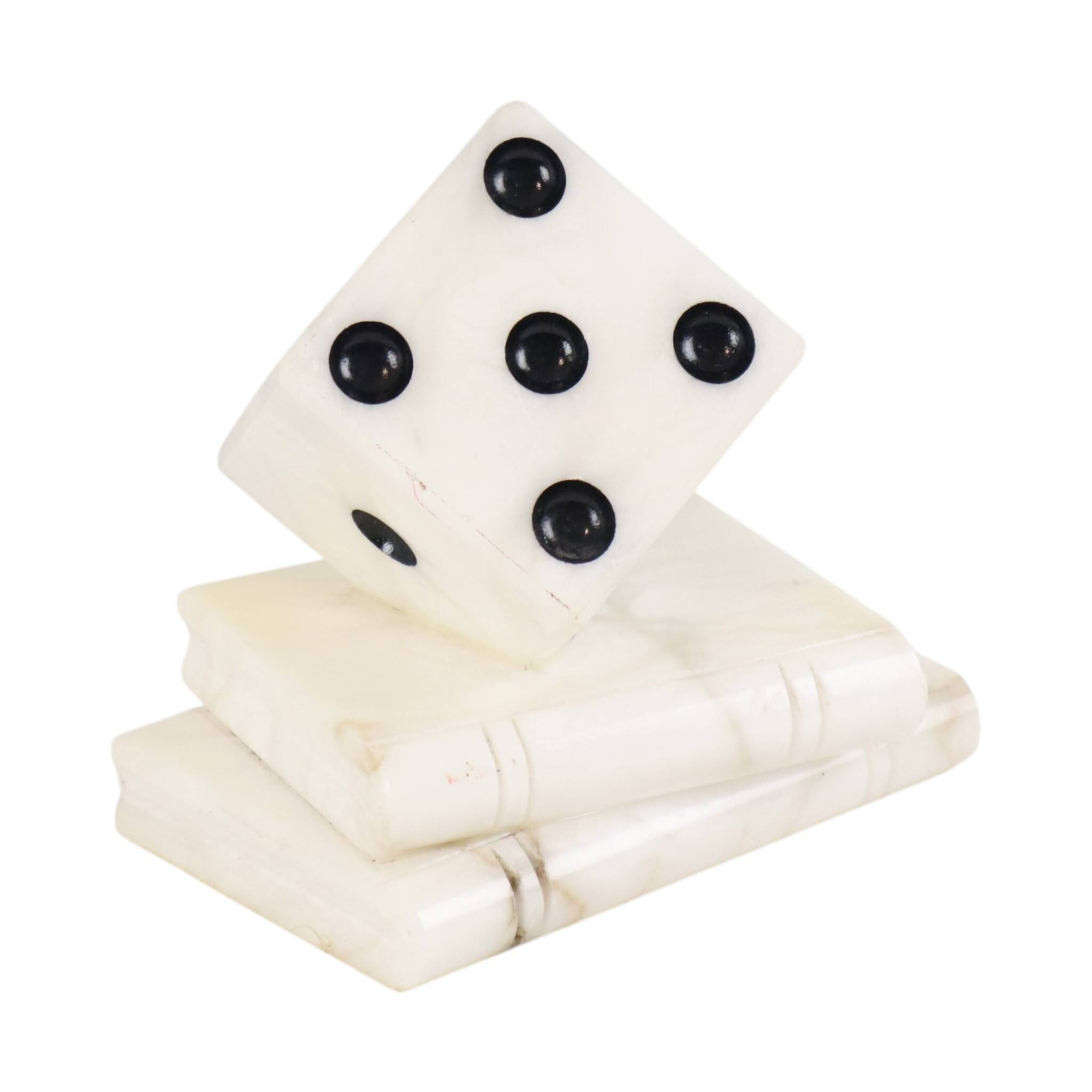 Vintage Alabaster Dice Paperweight Figurine 15cm
