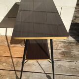 Console formica moka pieds compas métal roulettes
