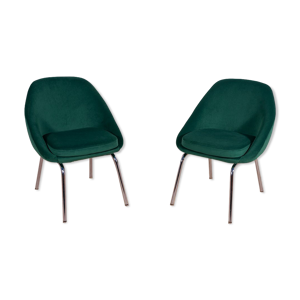 Fauteuils chrome et tissu,