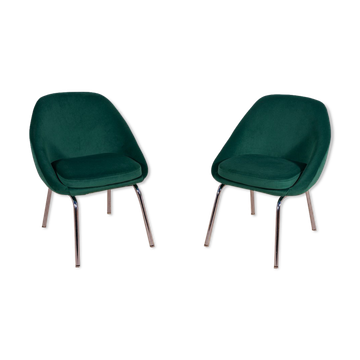 Fauteuils chrome et tissu, années 1960