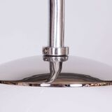 Lampadaire chromé restauré, acier, verre de lait, hauteur réglable, tchèque, années 1930