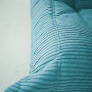 Togo set of armchair and pouf in light blue corduroy