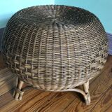 Ottoman stool in rattan from the 60s