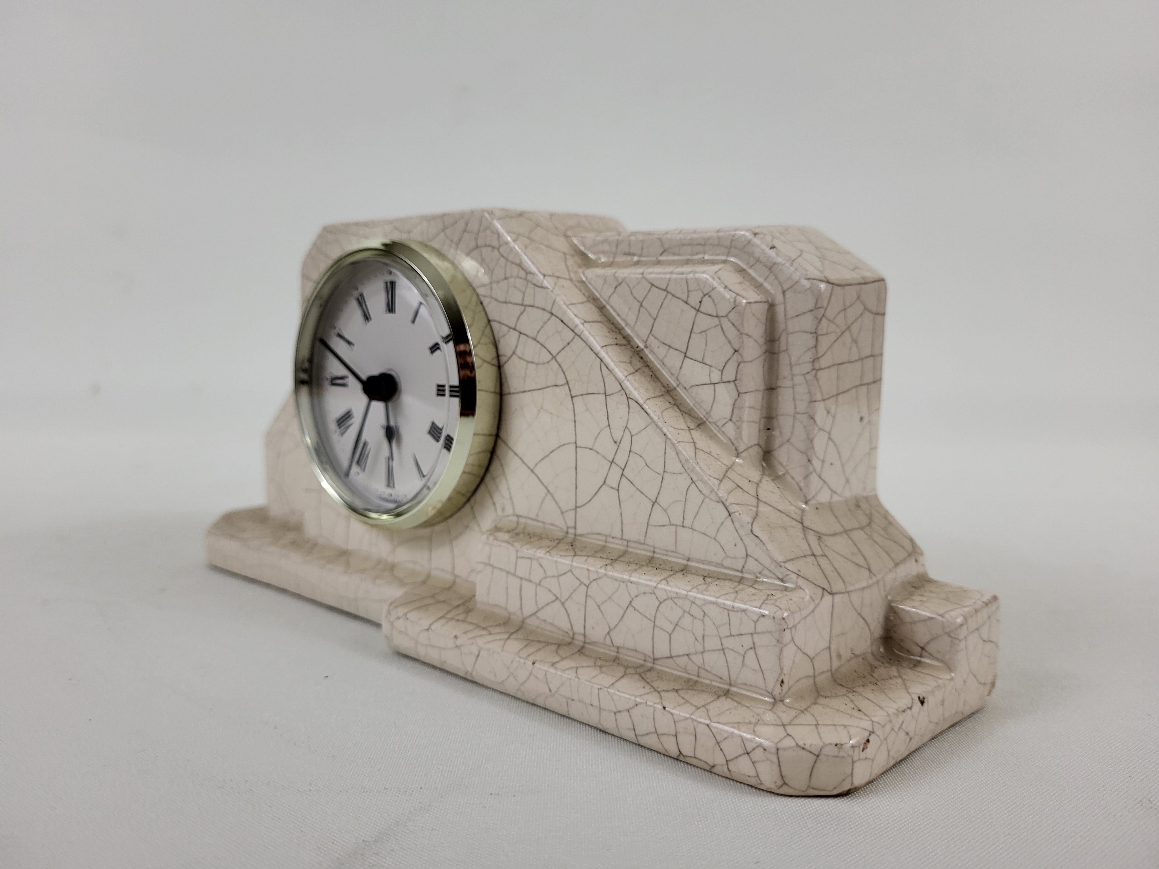 Art deco cracked earthenware clock