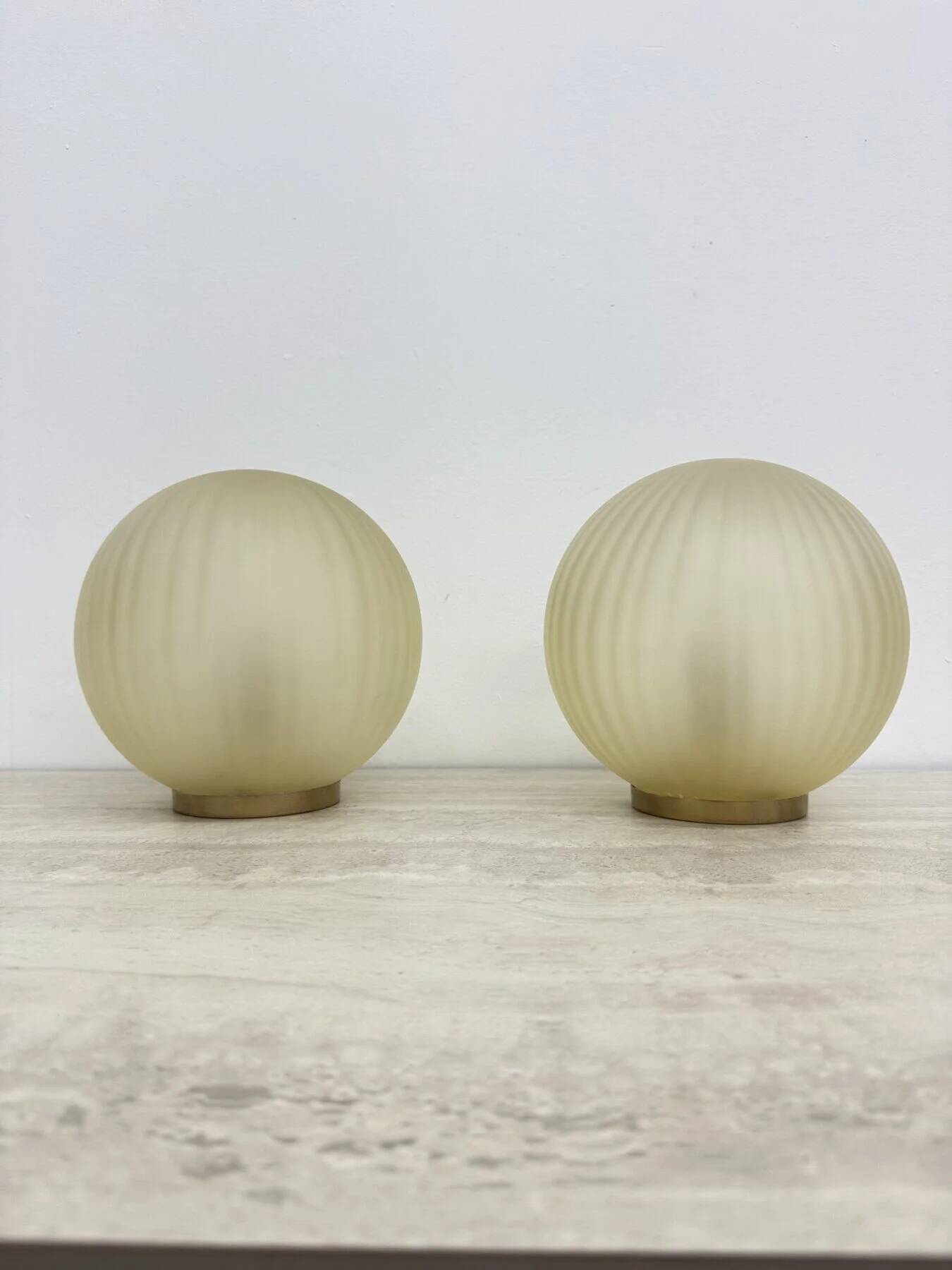 Pair of 2 glass swirl lamps, 1970 Italy
