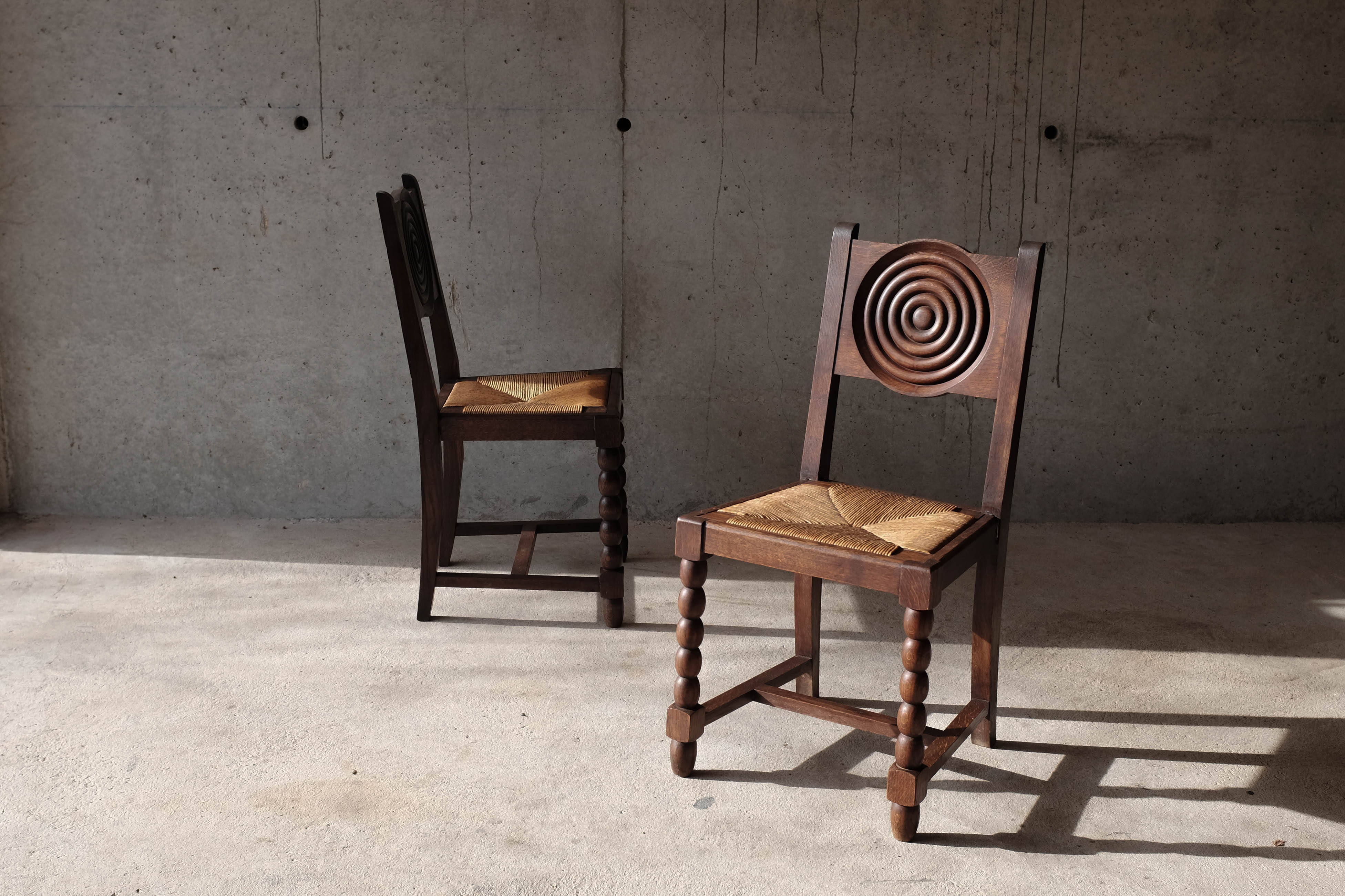 Set of 6 neo-Basque mulched chairs in the taste of Victor Courtray