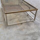 Rectangular coffee table in brass and chromed metal 1970 design