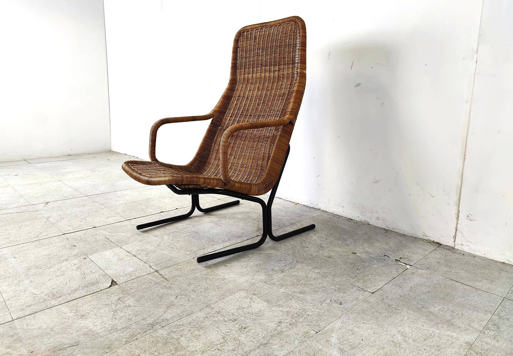 Mid-Century Wicker lounge chair by Dirk Van Sliedrecht, 1960's, Netherlands
