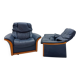 Ekornes Stressless — Pair of Adjustable Swivel Armchairs — Blue Leather
