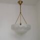 Vintage French 1930s Art Deco Gometric White Glass Ceiling Light