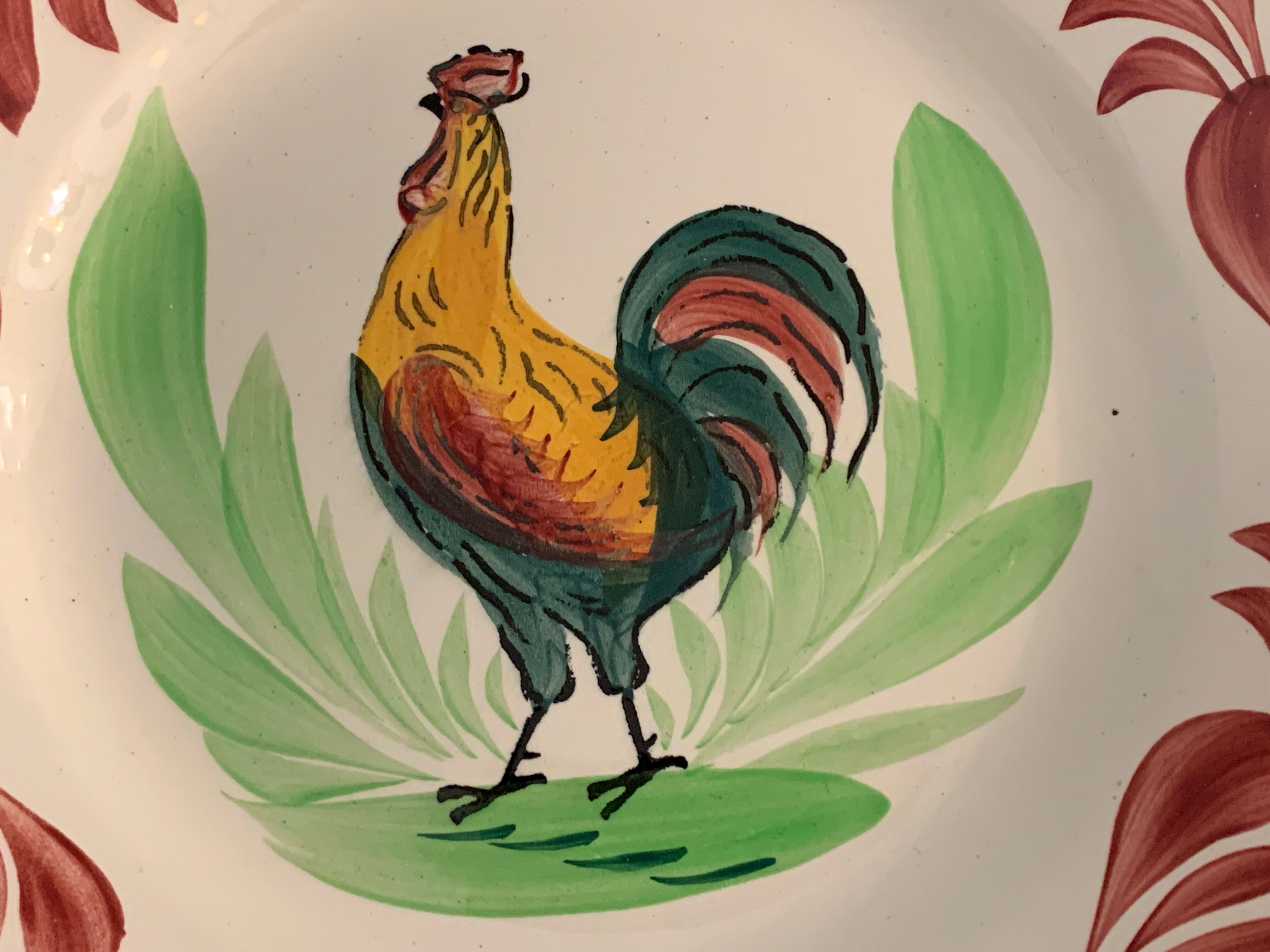 6 plates in earthenware rooster Terre de Fer Choisy Le Roy, 20th century