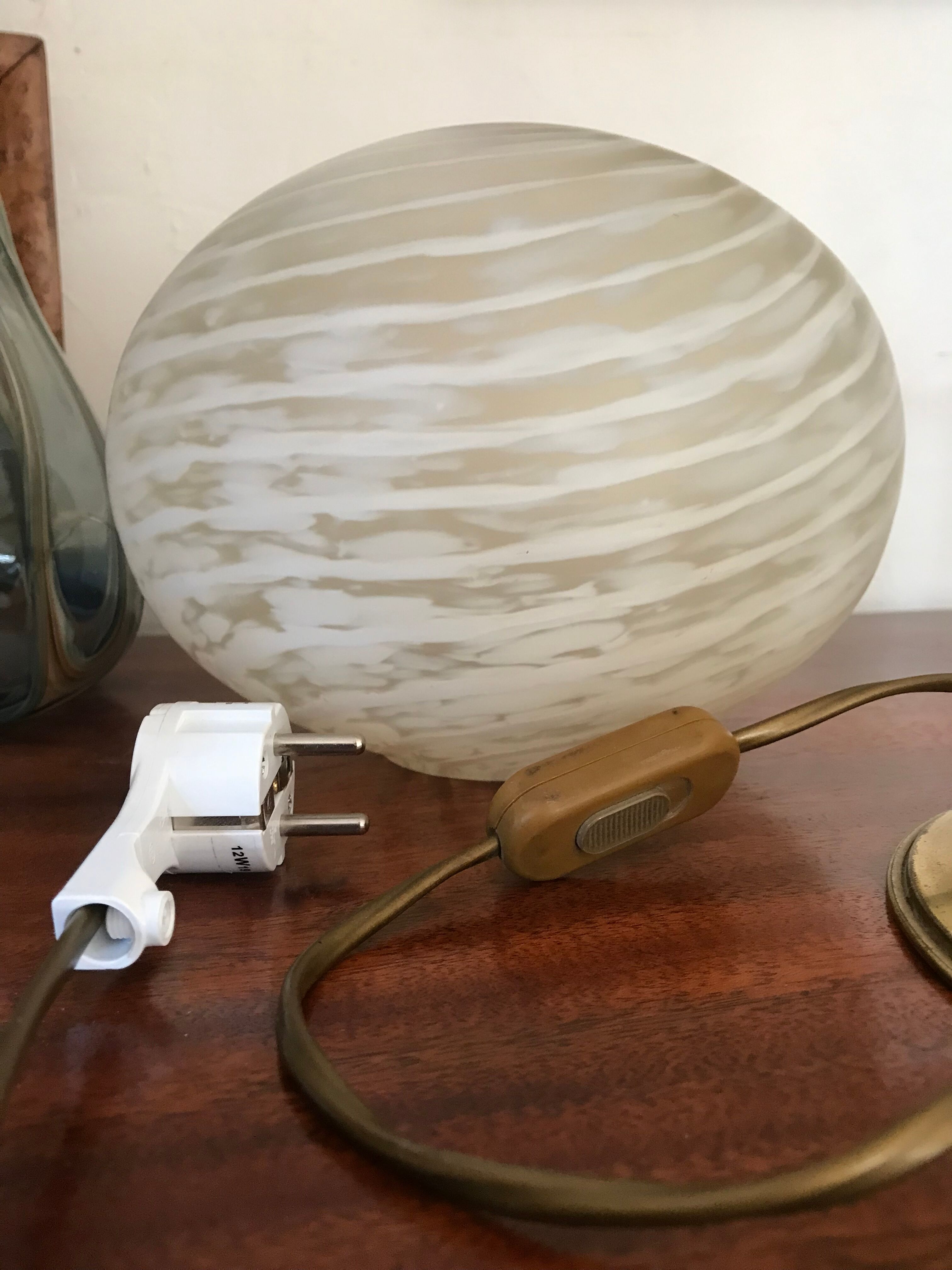 Lampe laiton et verre de Murano vintage