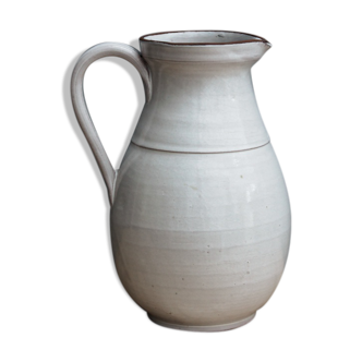Carafe - White pitcher, signed Vallauris