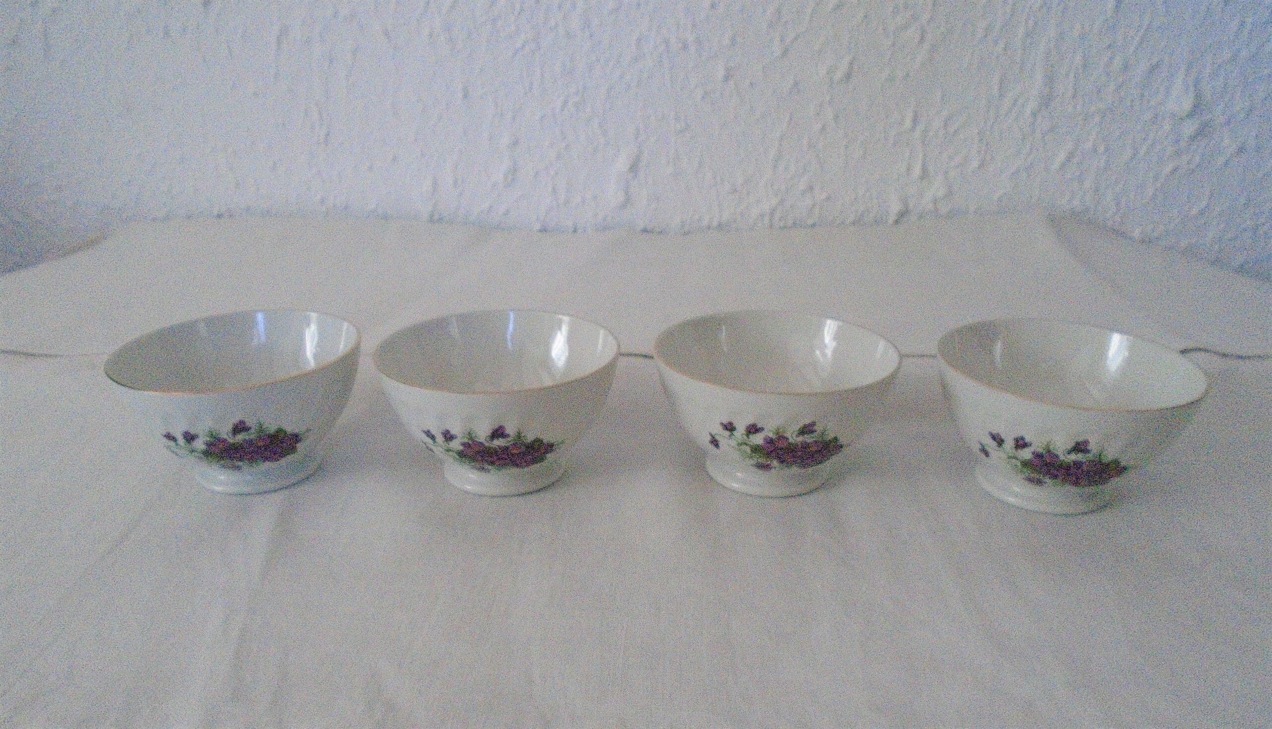 4 bowls purple decoration flowers Sarreguemines twists