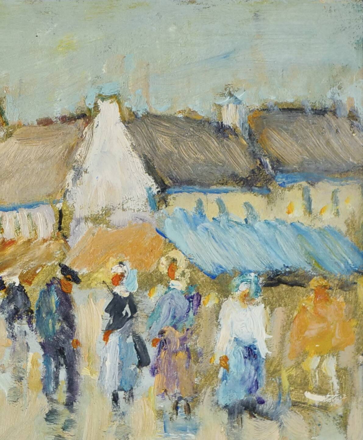 Market in Brittany, acrylic on cardboard