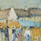 Market in Brittany, acrylic on cardboard