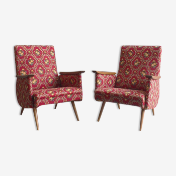 Set of floral upholstered chairs from the 1960s