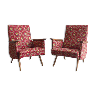 Set of floral upholstered chairs from the 1960s