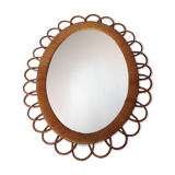 Oval rattan mirror from the 70s