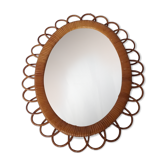 Miroir en rotin ovale années 70