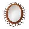 Oval rattan mirror from the 70s
