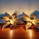Pair of floral wall sconces in brass, design by Willy Daro, 1970.