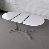 1950s oval extendable dining table in chrome and formica