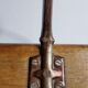 School wall coat rack, antique, 4 hooks, 100 cm