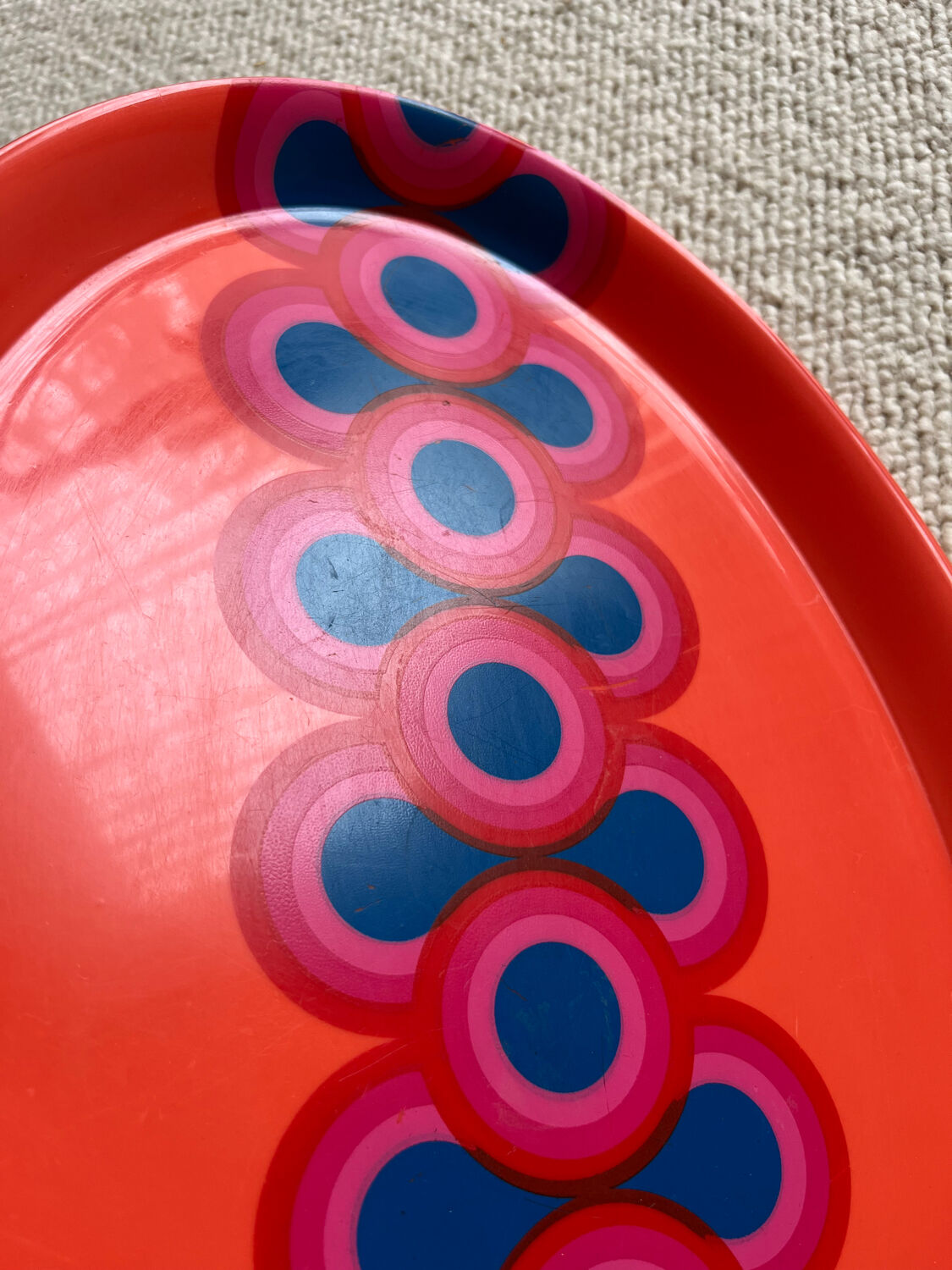 Guzzini orange plate, Ornella Noorda, 1970 design