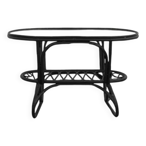 table basse en rotin - noir