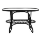 Black rattan and glass coffee table
