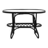 Table basse en rotin noir et verre