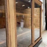 Enfilade de métier en chêne avec portes vitrées