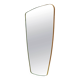 Mid-Century Irregular Shape Mirror with Hammered Brass Frame