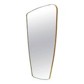 Mid-Century Irregular Shape Mirror with Hammered Brass Frame