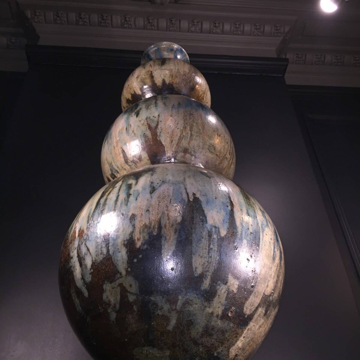 Roger Guerin, monumental trilobed vase, unique piece, 102 cm tall, salt-glazed stoneware