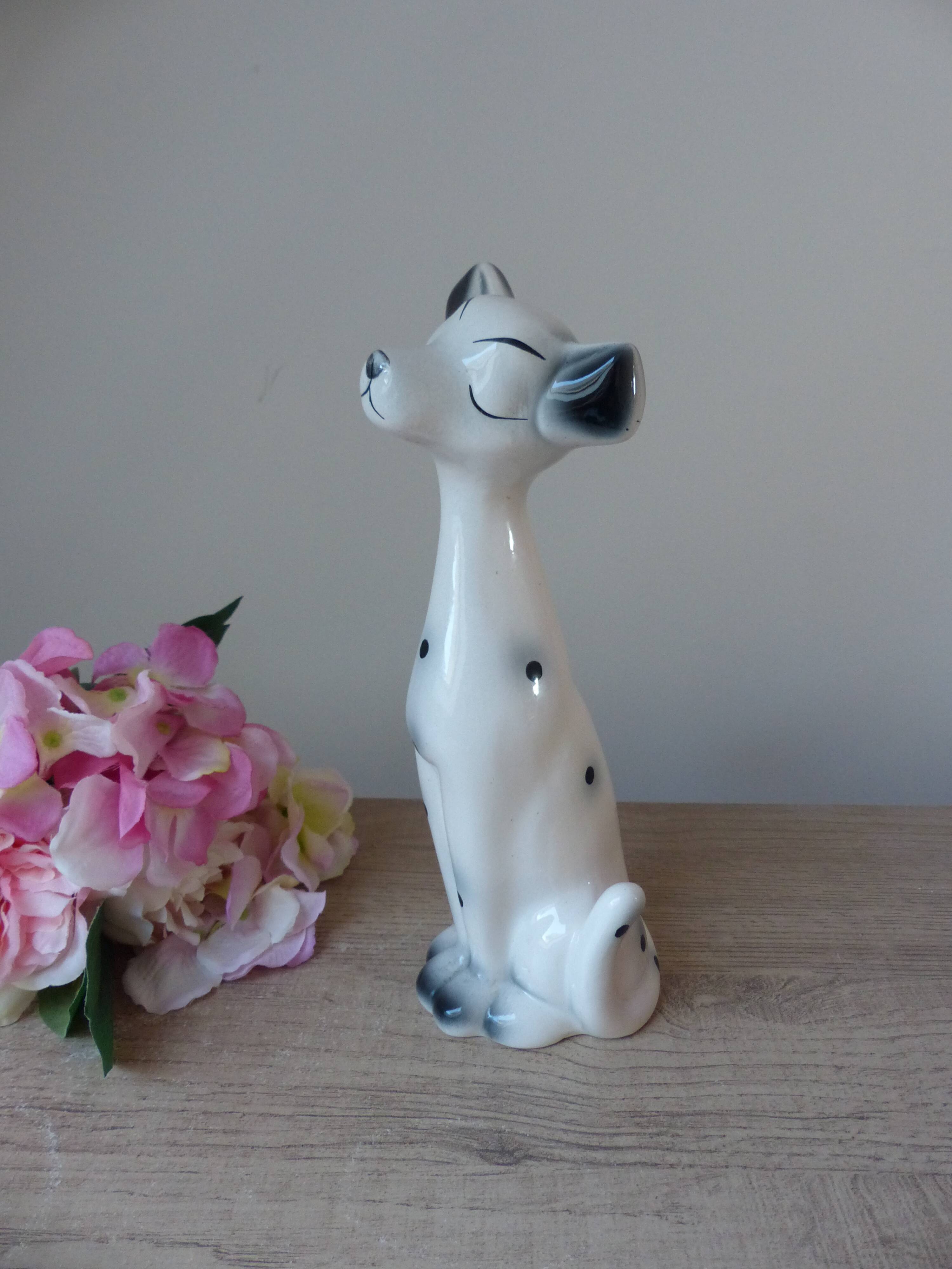 Large romantic ceramic Dalmatian dog figurine from the 1970s,