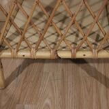 Petite table d'appoint rotin vintage