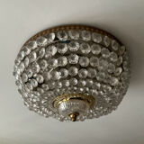 Vintage ceiling light with pendants and brass.