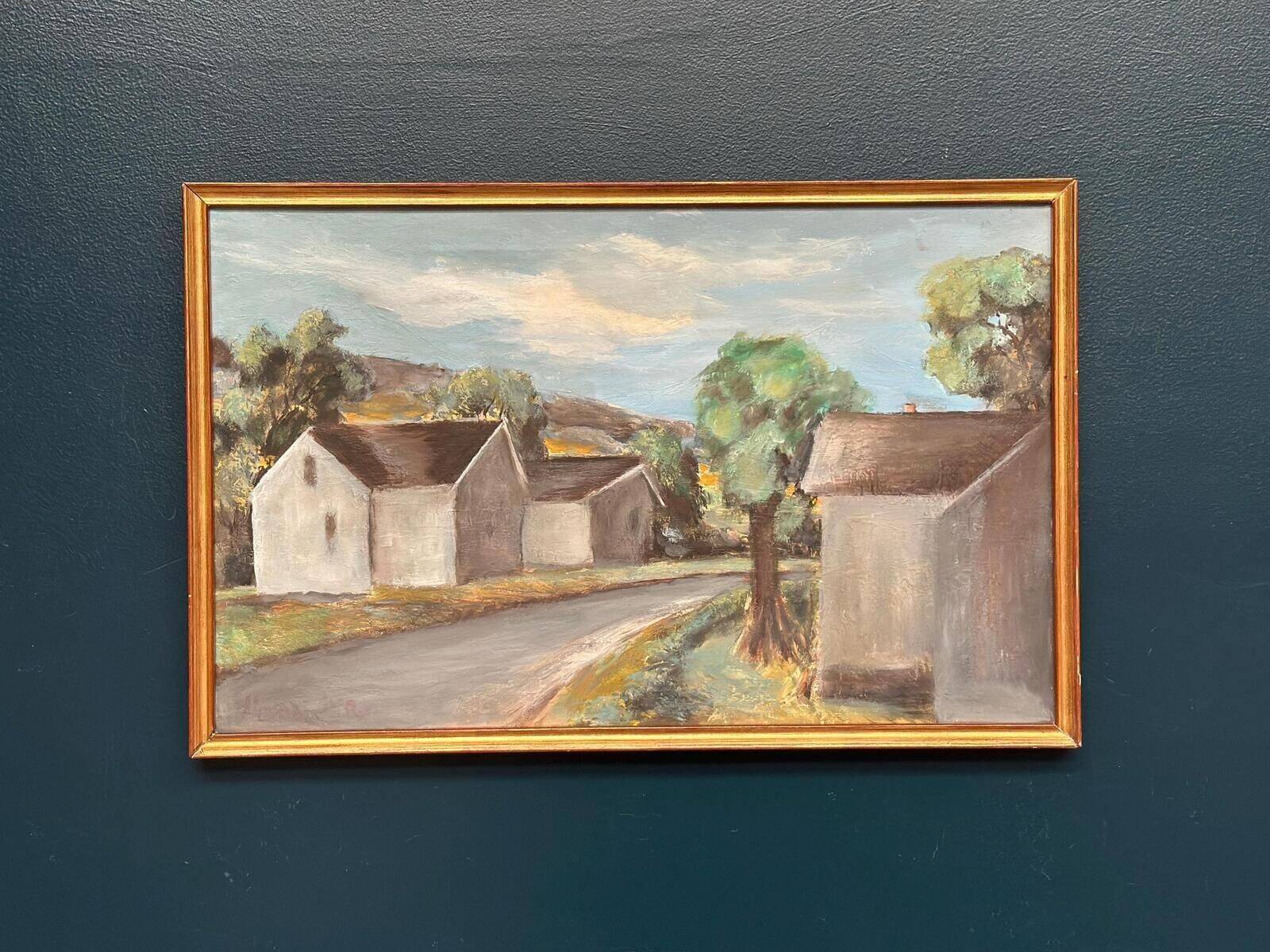 Swedish Oil on Panel – “Houses” by Martina Möller