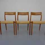 Model 77 Dining Chair in Teak and Papercord by Niels Otto Møller for J.L. Møllers, 1960s